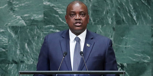 President of Botswana Mokgweetsi Masisi, pictured here addressing the 73rd session of the United Nations General Assembly in September 2018, has said that the gay people "deserve to have their rights protected" like anyone else.