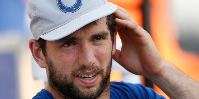 The Colts will continue to hold Andrew Luck out of offseason workouts this week because of a strained calf. Luck says he hurt the calf during training and was surprised the injury kept him out of action for the Colts’ entire offseason program. (AP Photo/Gary Landers, File)