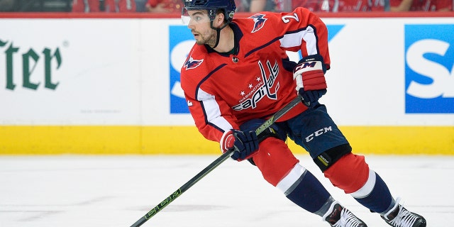 FILE - In this April 26, 2018, file photo, Washington Capitals defenseman Matt Niskanen (2) skates with the puck during the first period in Game 1 of an NHL second-round hockey playoff series against the Pittsburgh Penguins,in Washington. The Philadelphia Flyers have acquired defenseman Matt Niskanen from the Washington Capitals for defenseman Radko Gudas. This is the first significant move of the NHL offseason after the St. Louis Blues won the Stanley Cup less than 36 hours prior. (AP Photo/Nick Wass, File)