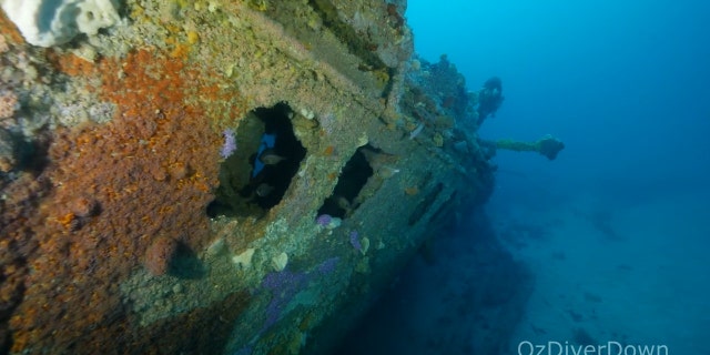 A view of the Nyora on the seabed.