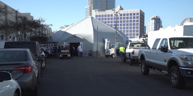 One of three temporary homeless shelters in San Diego, Calif. (Photo courtesy of Matt Shupe)