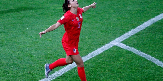 United States' Alex Morgan scored 5 goals in the team's 13-0 win over Thailand. (AP Photo/Francois Mori)