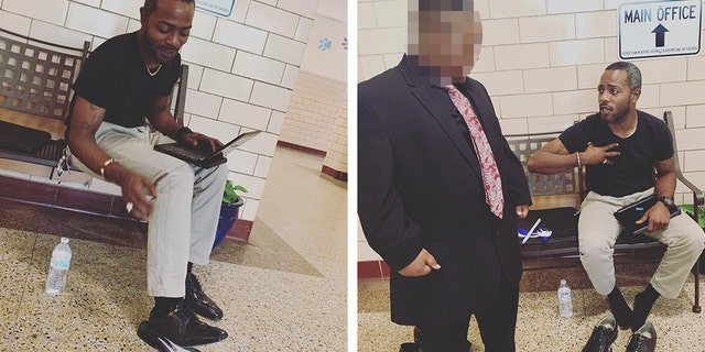 A Virginia substitute teacher offered the shoes off his own feet for a student.
