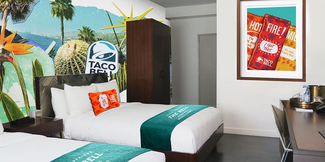 Taco Bell transformed an existing hotel at 333 East Palm Canyon Drive in Palm Springs into their taco-themed paradise.