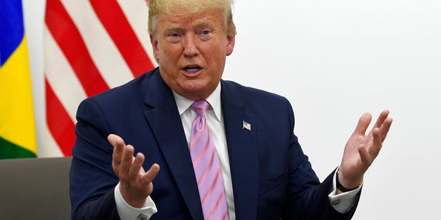 President Donald Trump speaks during his meeting with Brazilian President Jair Bolsonaro during a bilateral meeting on the sidelines of the G-20 summit in Osaka, Japan, Friday, June 28, 2019. (AP Photo/Susan Walsh)
