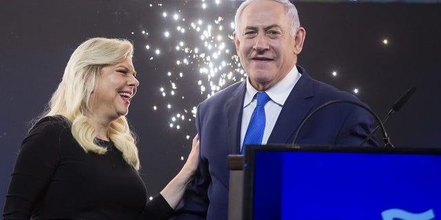 Israeli Prime Minister Benjamin Netanyahu and his wife, Sara, are seen in Tel Aviv,  April 10, 2019. (Getty Images)