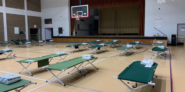 A Red Cross shelter is ready to go in North Little Rock