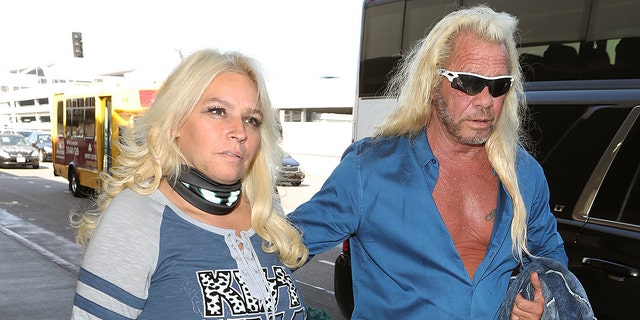 Duane "Dog the Bounty Hunter" Chapman and wife Beth Chapman are seen at LAX on Sept. 28, 2017 in Los Angeles. 