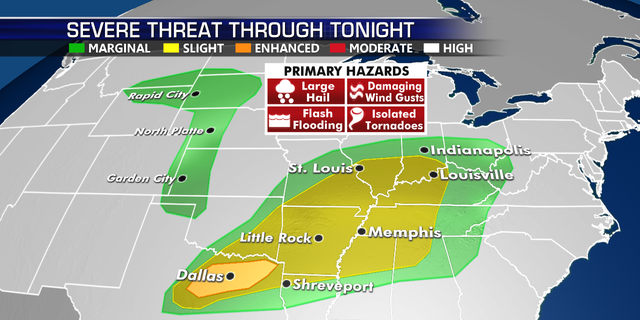 Severe storm threat concentrated from Southern Plains to Mississippi ...