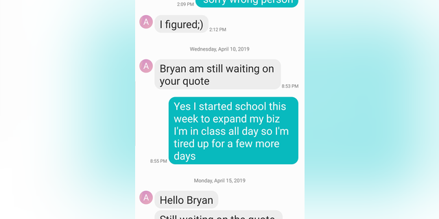 Wolf provided text messages to Fox News which sho the suspect asking for a quote for creepy renovations