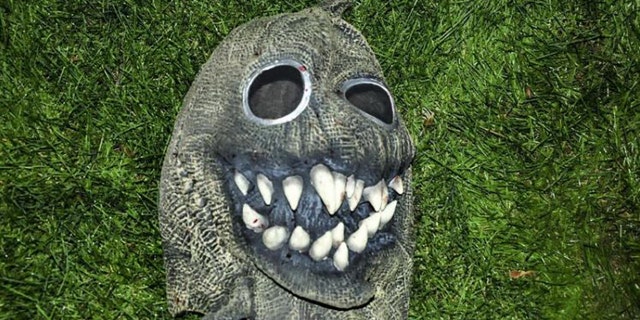 The Will County sheriff's office released this image of the "demonic mask" Frantz was found wearing at the scene of the attack.