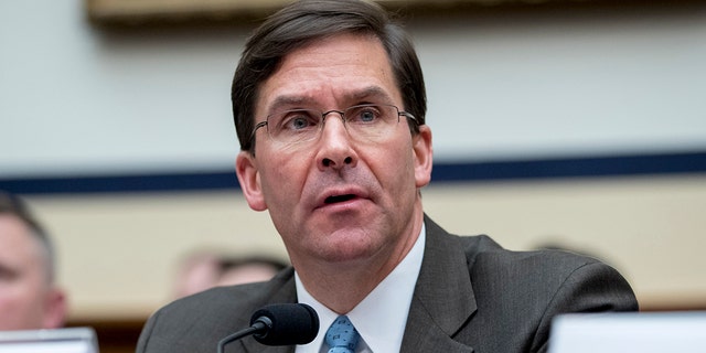 In this April 2, 2019, file photo, Secretary of the Army Mark Esper speaks during a House Armed Services Committee budget hearing on Capitol Hill in Washington. President Trump on June 18, named Esper as acting Defense Secretary. (AP Photo/Andrew Harnik)