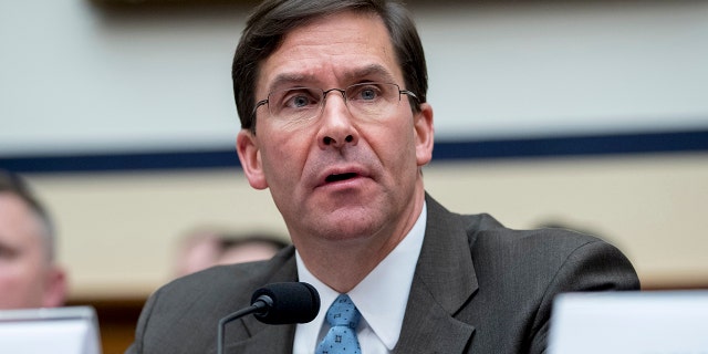 Secretary of the Army Mark Esper speaks on Capitol Hill in Washington, April 2, 2019. (Associated Press)