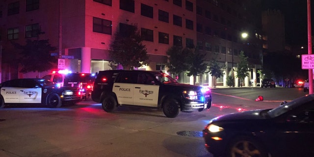 Emergency vehicles are seen in the parking lot of the Tarrant County Sheriff's Department in Fort Worth, Texas. (FOX 4, Dallas-Fort Worth)