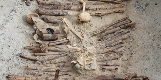 One of the tombs that archaeologists excavated on the Pamir Plateau.