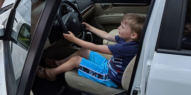 Sebastian shows how he got behind the wheel of his great-grandfather's SUV and took it for a joyride.