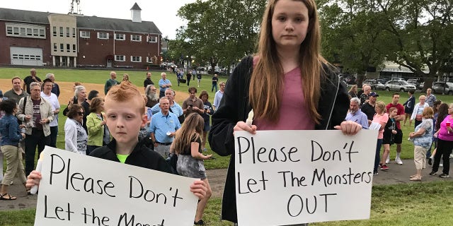 Pearl River, N.Y., residents gathered Saturday to protest plans to release one of two men convicted in the 1980 sexual assault and murder of 16-year-old Paula Bohovesky. (Cristina Corbin, FOX News)