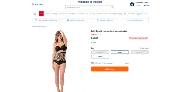 The $115 Belly Bandit Mother Tucker corsets were listed on the site as "post-birth lingerie" - and sat alongside maternity aids, like bump support belts designed to relieve backache.