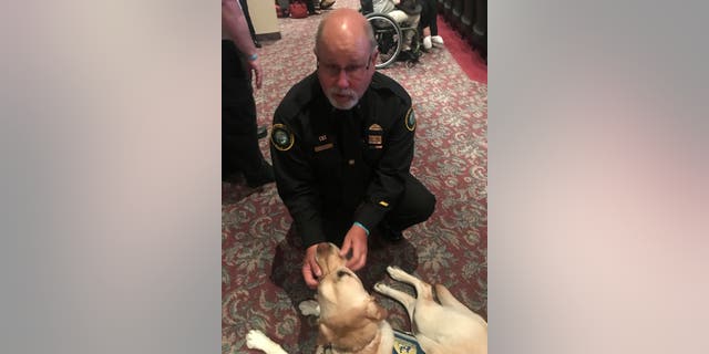 ‘Murph’ is a facility service dogs and his handler, Janet Balser, works for the Staunton, Virginia Victim/Witness Program. On a normal day, Murph and Janet aid crime victims, families and witnesses throughout the legal process. Murph’s calm and loving sweetness empowers witnesses to testify.