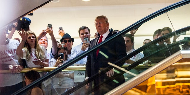 Donald Trump arrives at the press event where he announced his candidacy for the U.S. presidency at Trump Tower on June 16, 2015 in New York City. (Photo by Christopher Gregory/Getty Images)