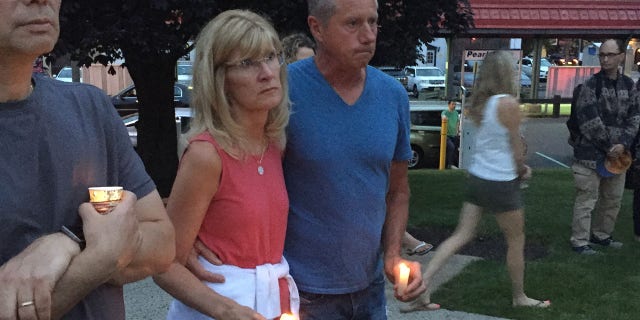Pearl River, N.Y., residents gathered Saturday to protest plans to release one of two men convicted in the 1980 sexual assault and murder of 16-year-old Paula Bohovesky. (Cristina Corbin, FOX News)