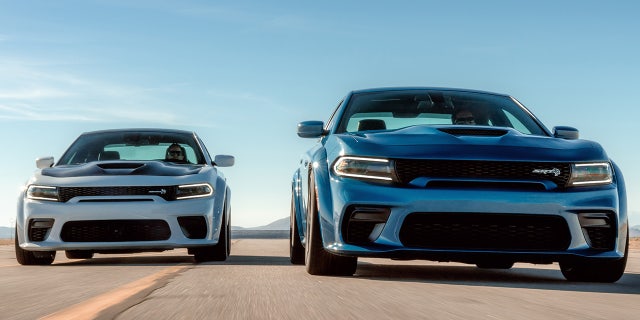 2020 Dodge Charger Scat Pack Widebody (Left) and 2020 Dodge Charger SRT Hellcat Widebody (Right)