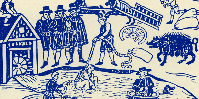 Witch trials in England included tests such as lowering the accused into water. Credit: Culture Club/Getty