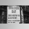 A sign is depicted saying: "Invasion Day: Come in and pray for allied victory - hourly intercessions on the hour."