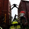 Migrants catch a ride on a freight train on their way north, in Salto del Agua, Chiapas state, Mexico, June 25, 2019. 