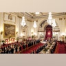 President Trump, Queen Elizabeth II and guests,during the state banquet at Buckingham Palace.
