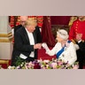 President Trump and Queen Elizabeth II making a toast.