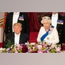 President Trump listening as Britain's Queen Elizabeth II delivered her speech.