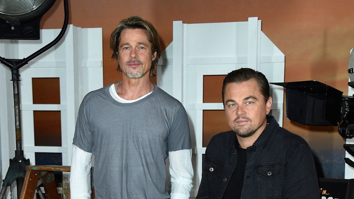 This July 11, 2019 file photo shows Brad Pitt, left, and Leonardo DiCaprio at the photo call for "Once Upon a Time in Hollywood" in Los Angeles. The film opens on July 26.