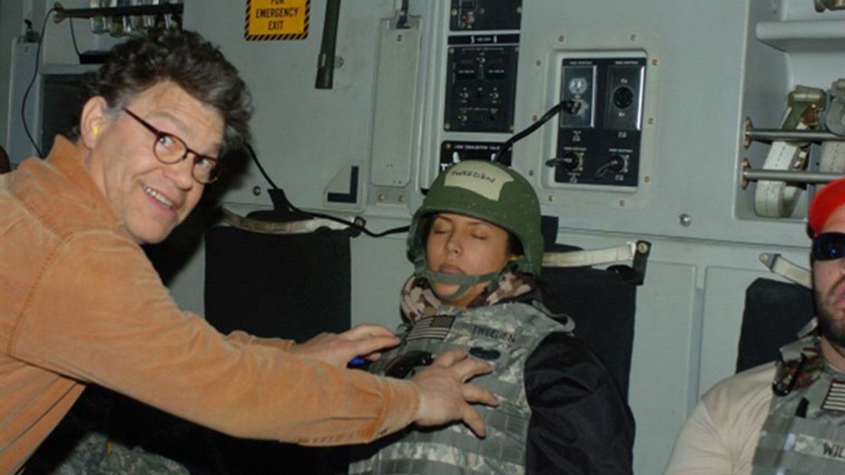 Al Franken resigned after this picture emerged.