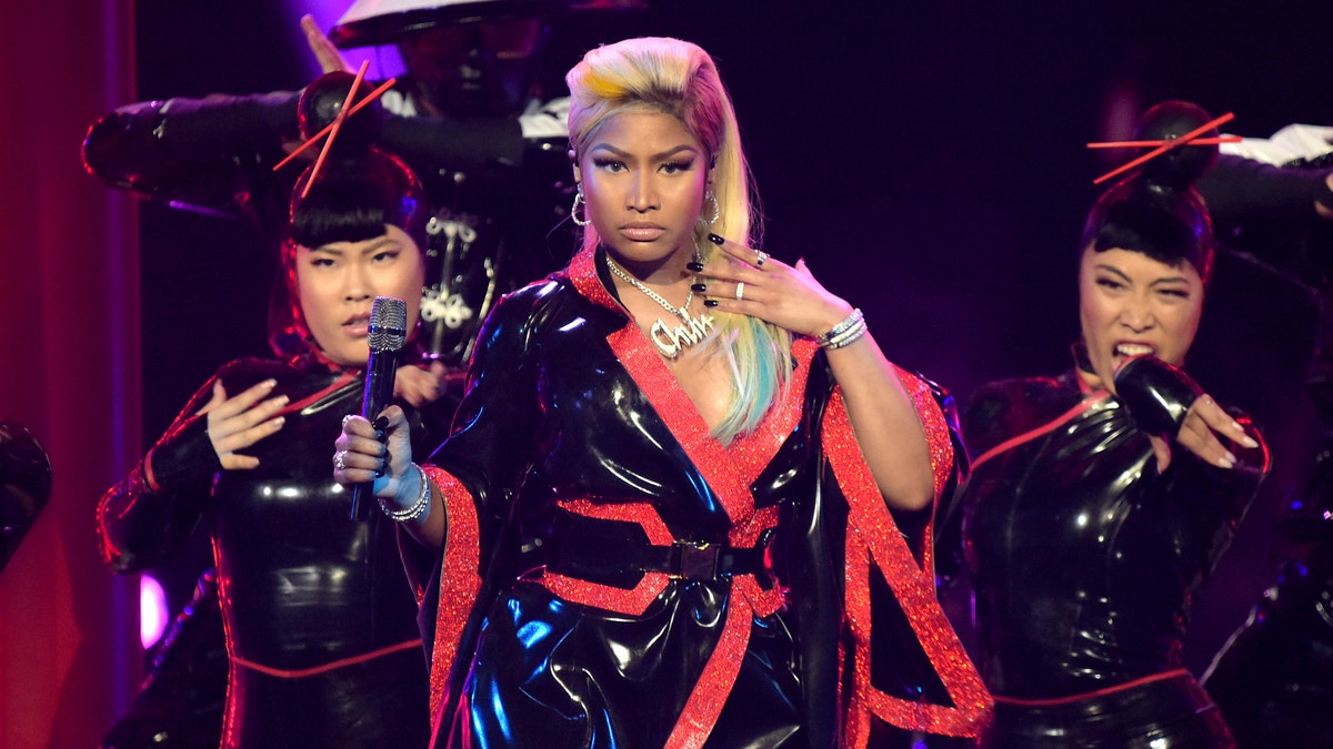 FILE - This June 24, 2018 file photo shows Nicki Minaj performing at the BET Awards in Los Angeles. Minaj is pulling out a concert in Saudi Arabia because she says she wants to show support for women’s rights, gay rights and freedom of expression. She was originally scheduled to headline the concert on July 18, 2019. The Human Rights Foundation issued a statement last week, calling for Minaj and other performers to pull out of the show.