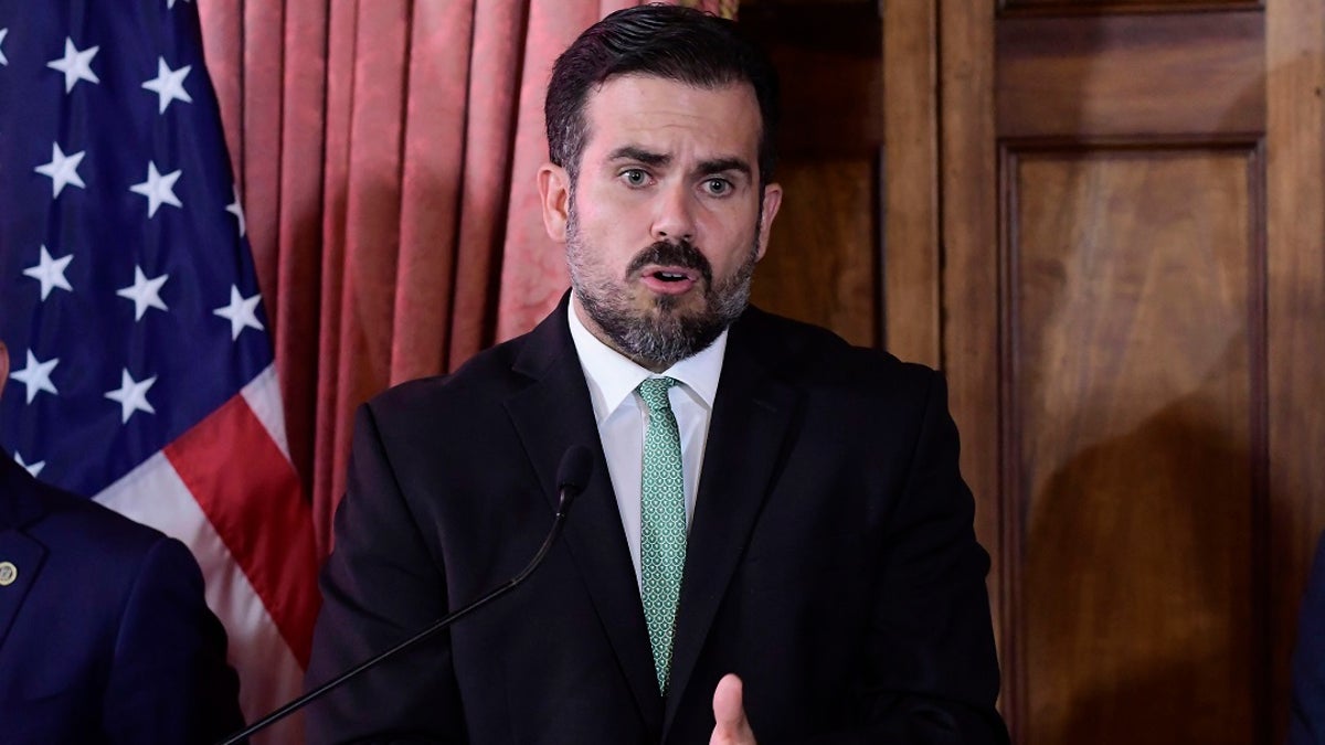 Puerto Rico Gov. Ricardo Rossello speaks during a press conference in San Juan Tuesday.(AP Photo/Carlos Giusti)