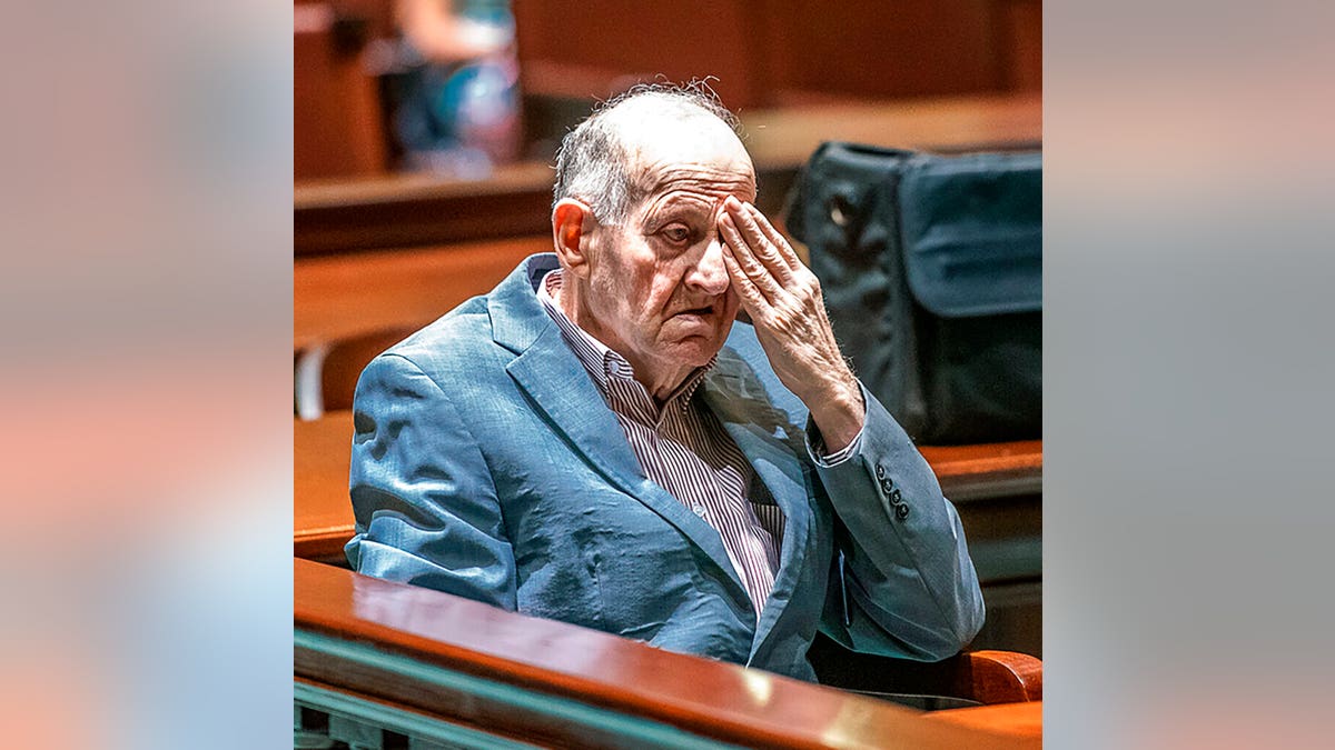 In a Monday, July 15, 2019 photo, Albert Flick, sits in court at his murder trial in Auburn, Maine. A jury convicted Flick on Wednesday in the 2018 death of 48-year-old Kimberly Dobbie.