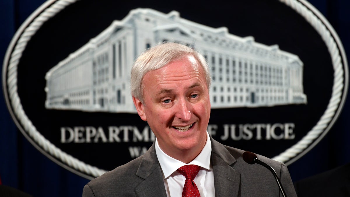 Deputy Attorney General Jeffrey Rosen speaks during a news conference at the Justice Department in Washington, Friday, July 19, 2019, on developments in the implementation of the First Step Act. (AP Photo/Susan Walsh)