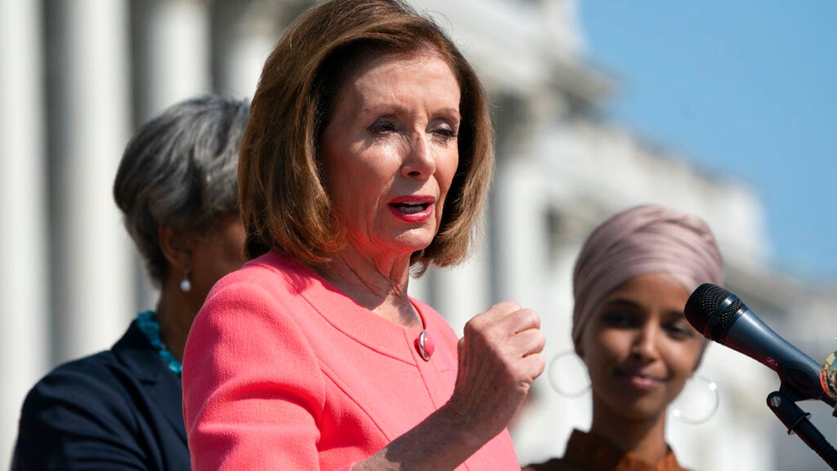 Speaker of the House Nancy Pelosi, D-Calif., and the Democratic Caucus hold an event on the House steps to highlight their agenda since taking the majority in the 2018 election, at the Capitol in Washington, Thursday, July 25, 2019. The House leaves for a five week August recess Friday. (AP Photo/J. Scott Applewhite)