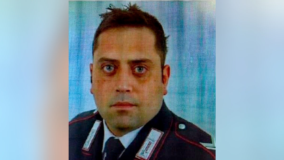In this photo released by Carabinieri, is portrayed officer Mario Cerciello Rega, 35, who was stabbed to death in Rome early Friday, July 26, 2019. Italian police said Saturday that two 19-year-old American tourists have confessed to fatally stabbing the Italian paramilitary policeman who was investigating the theft of a bag with a cellphone.