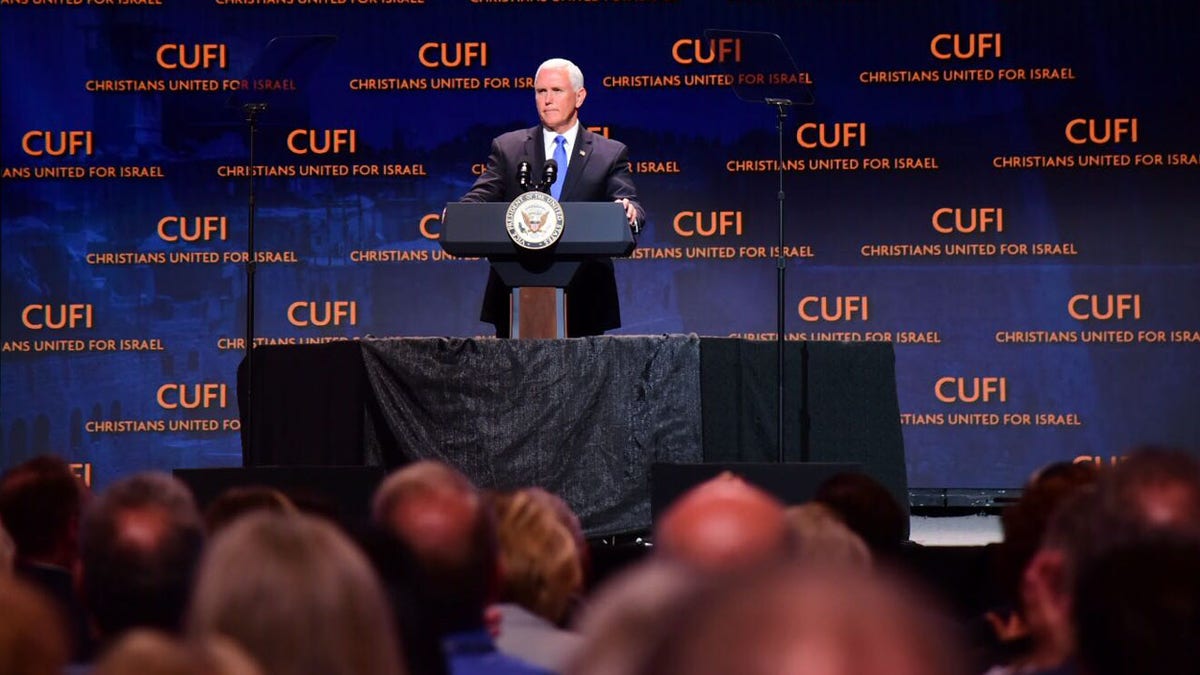 Vice President Mike Pence addresses the Christians United for Israel summit in Washington, D.C.