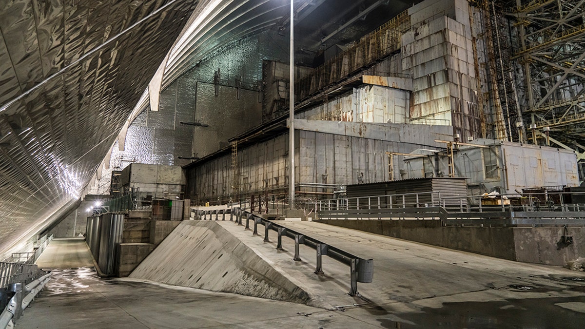 A view inside the 'New Safe Confinement' of the old sarcophagus entombing the destroyed reactor number four at the Chernobyl Nuclear Power Plant on July 2, 2019 in Pripyat, Ukraine.