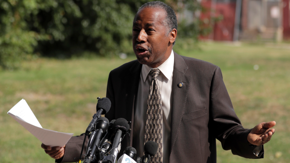 Housing and Urban Development Secretary Ben Carson speaks during a news conference during a trip to Baltimore, Wednesday, July 31, 2019.