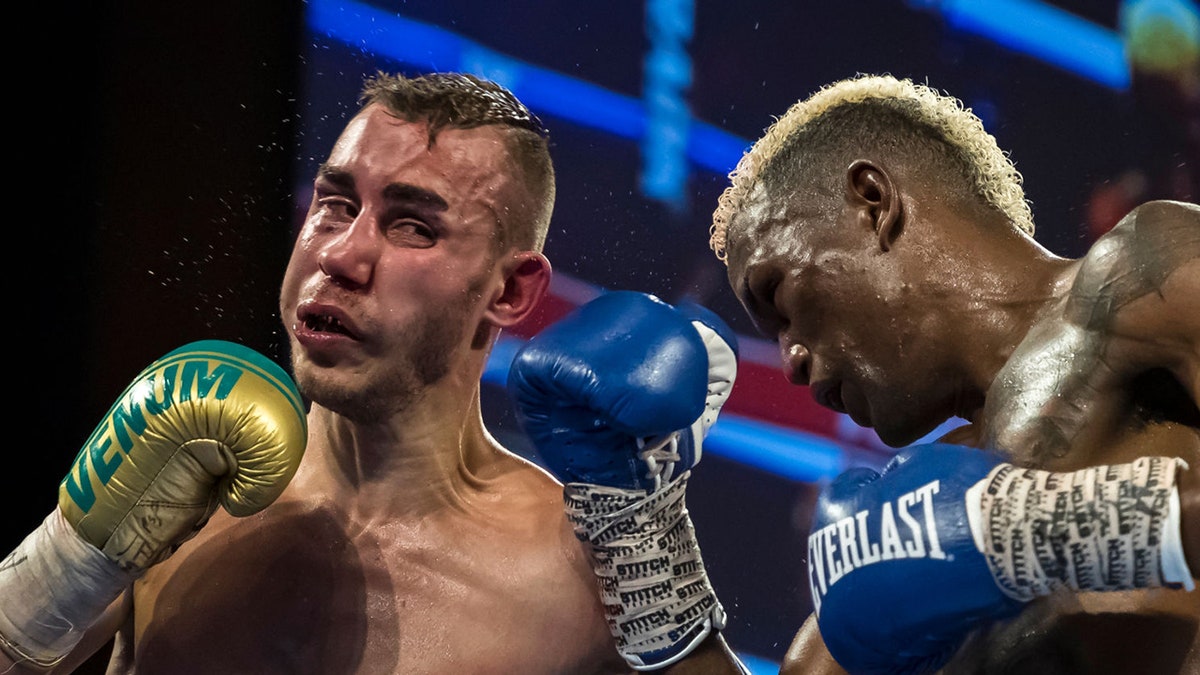 Subriel Matias and Maxim Dadashev in action during the tenth round of their junior welterweight IBF World Title Elimination fight at The Theater at MGM National Harbor on July 19, 2019 in Oxon Hill, Maryland. (Photo by Scott Taetsch/Getty Images)