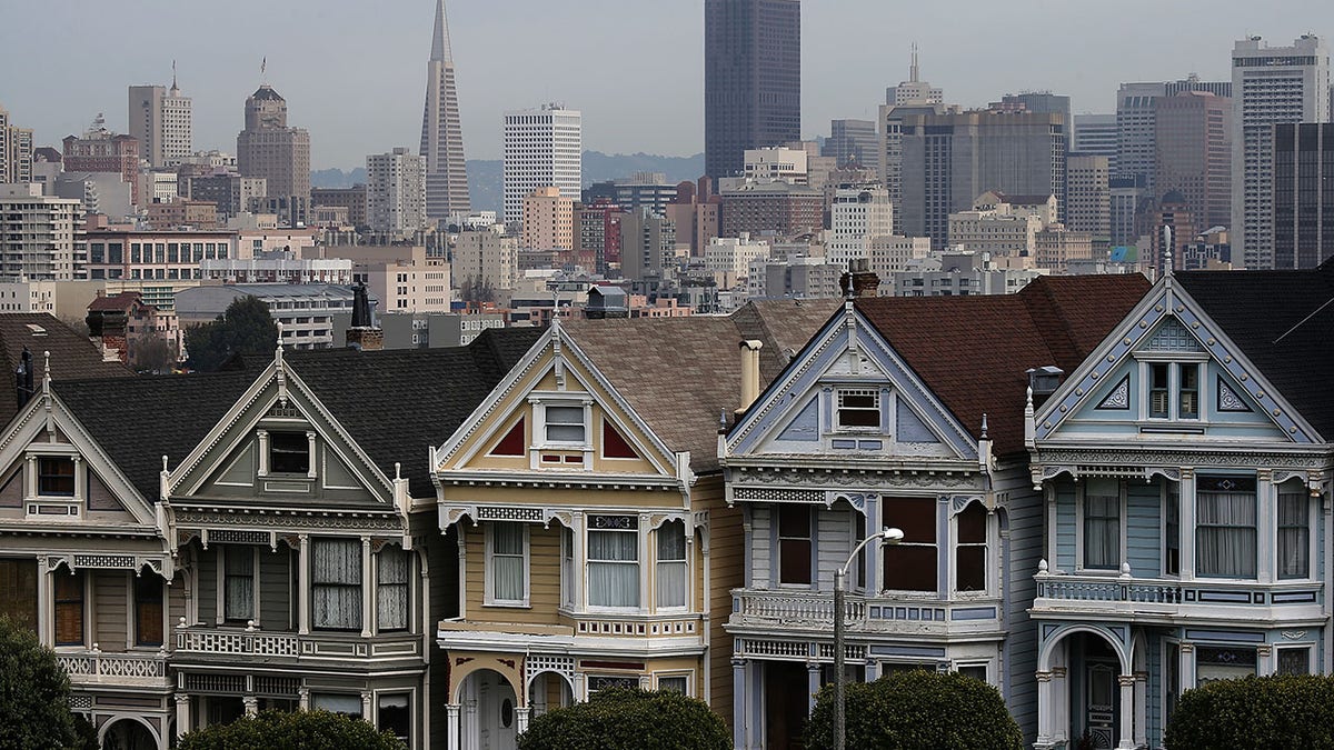 A view of San Francisco's famed Painted Ladies victorian houses on February 18, 2014 in San Francisco, California. (Photo by Justin Sullivan/Getty Images)