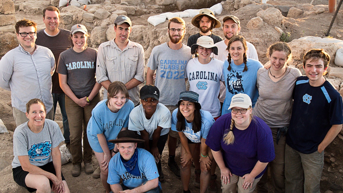 Magness and the archaeological team during the summer 2019 dig at Huqoq.