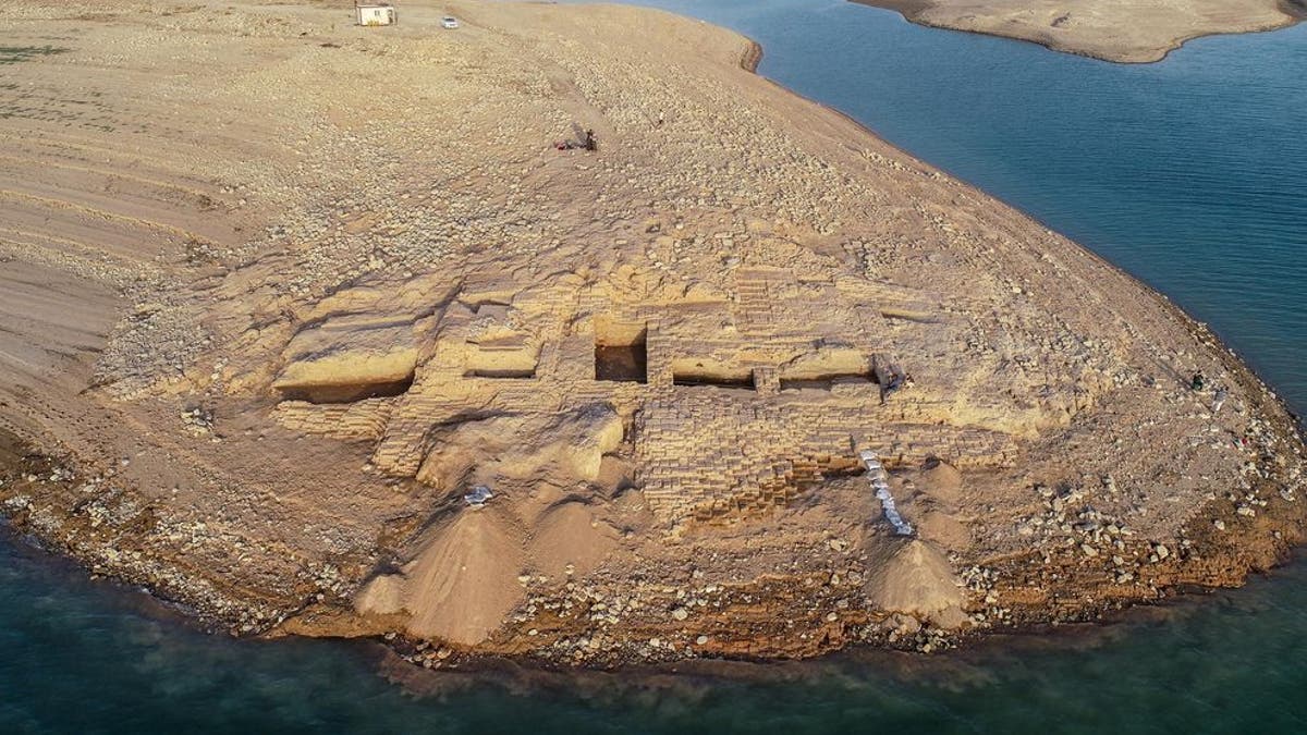 An aerial view of Kemune Palace from the west.