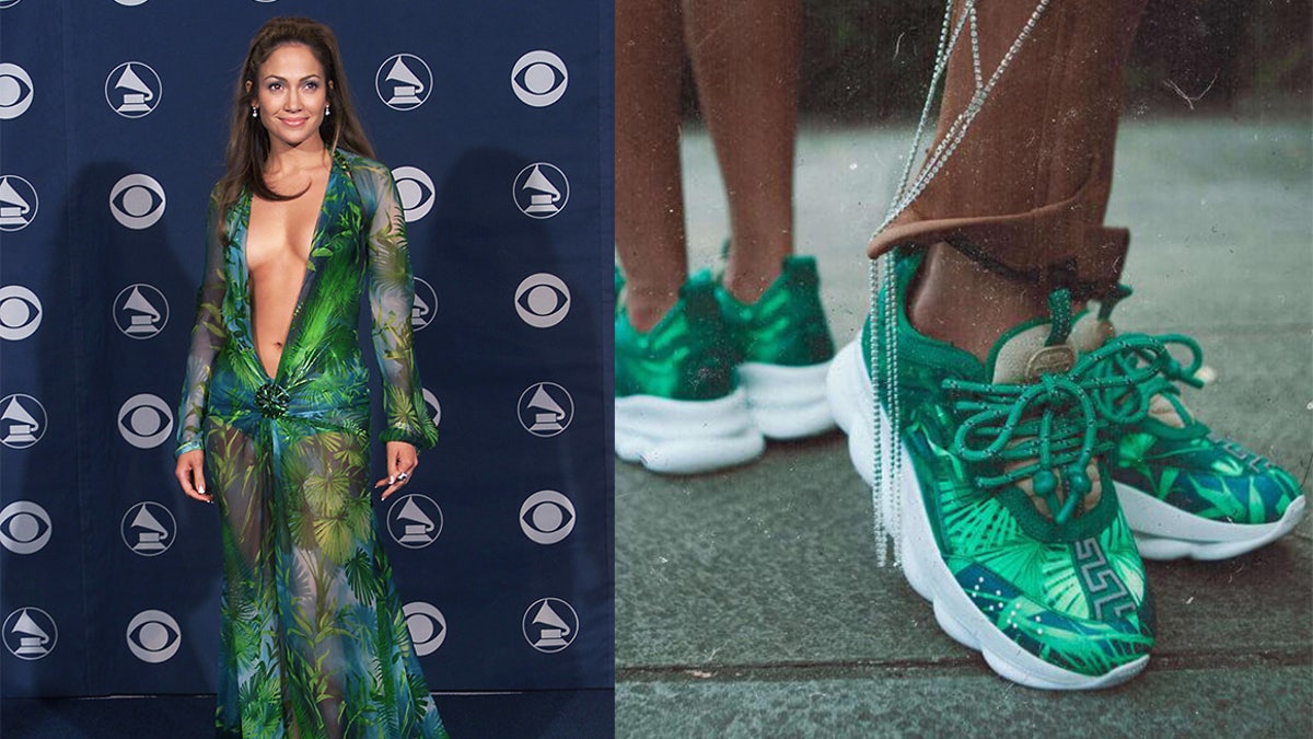 Jennifer Lopez s iconic Grammys Versace dress turned into sneakers Fox News