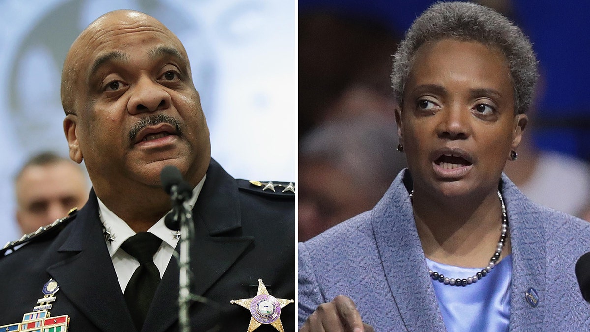 Chicago Mayor Lori Lightfoot, right, and Chicago Police Superintendent Eddie Johnson. (Getty)