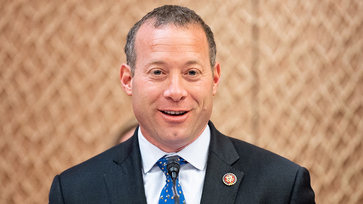 Rep. Josh Gottheimer, D-N.J., speaking at a 2019 press conference sponsored by the Problem Solvers Caucus and the Common Sense Coalition. Gottheimer is one of the moderate House Democrats expressing concerns about massive spending in the upcoming reconciliation bill. (Photo by Michael Brochstein/SOPA Images/LightRocket via Getty Images)